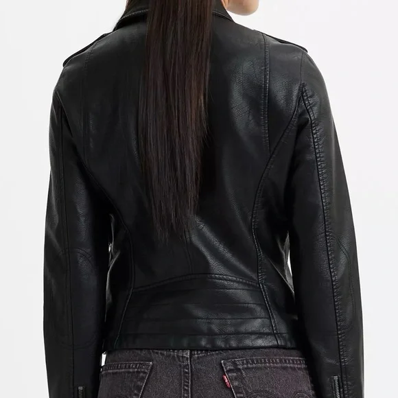 Levi's Women's Faux Leather Moto Jacket in Black Size XL Classic Fit - Picture 2 of 9